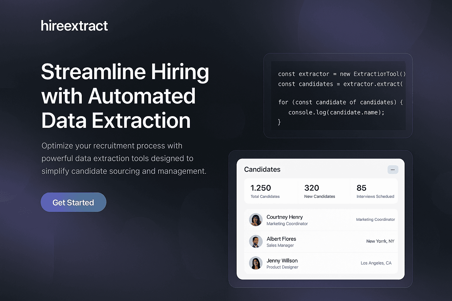 hireextract.com website mockup